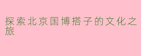 探索北京国博搭子的文化之旅