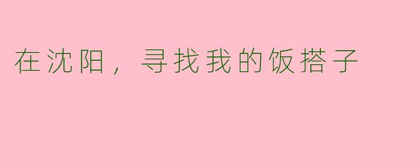 在沈阳，寻找我的饭搭子