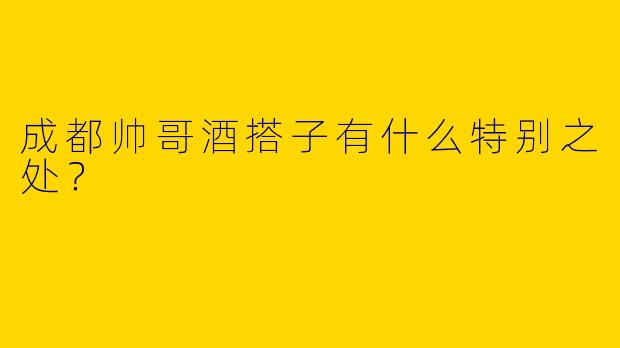 成都帅哥酒搭子有什么特别之处？
