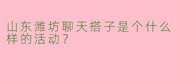 山东潍坊聊天搭子是个什么样的活动？