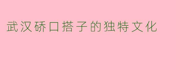 武汉硚口搭子的独特文化