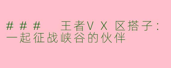 ### 王者VX区搭子：一起征战峡谷的伙伴
