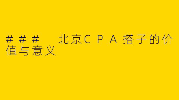 ### 北京CPA搭子的价值与意义