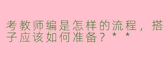 考教师编是怎样的流程，搭子应该如何准备？**