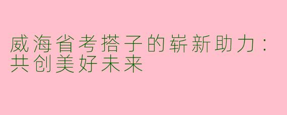 威海省考搭子的崭新助力：共创美好未来