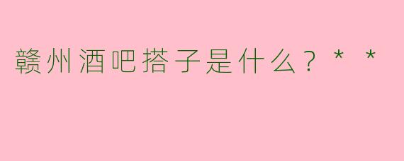 赣州酒吧搭子是什么?**