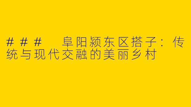 ### 阜阳颍东区搭子：传统与现代交融的美丽乡村