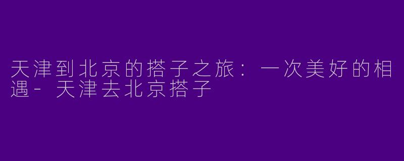 天津到北京的搭子之旅：一次美好的相遇-天津去北京搭子