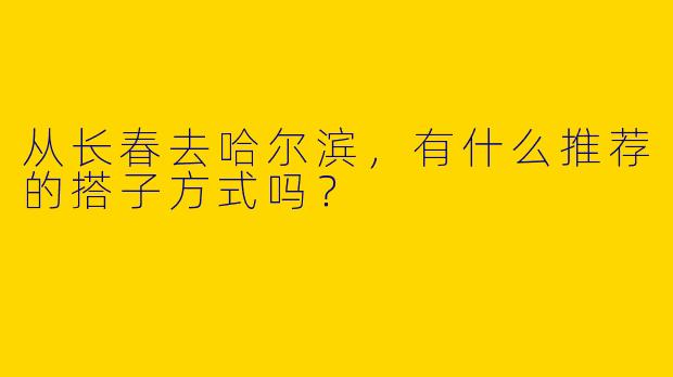 从长春去哈尔滨,有什么推荐的搭子方式吗?