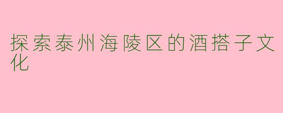 探索泰州海陵区的酒搭子文化
