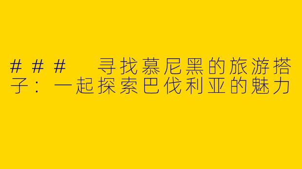 ### 寻找慕尼黑的旅游搭子：一起探索巴伐利亚的魅力