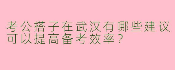 考公搭子在武汉有哪些建议可以提高备考效率？
