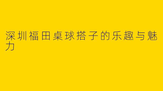 深圳福田桌球搭子的乐趣与魅力