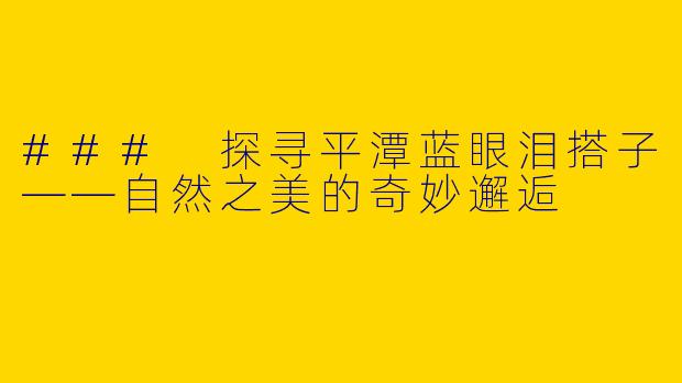 ### 探寻平潭蓝眼泪搭子——自然之美的奇妙邂逅