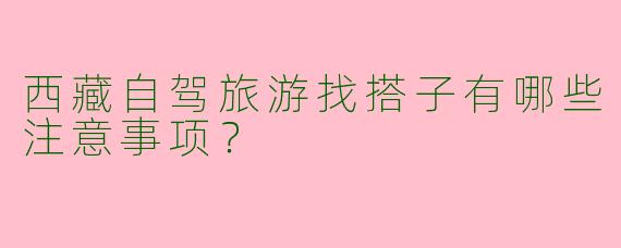 西藏自驾旅游找搭子有哪些注意事项？