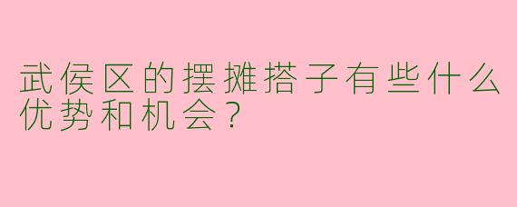 武侯区的摆摊搭子有些什么优势和机会？