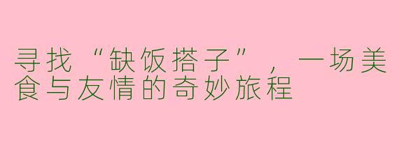寻找“缺饭搭子”，一场美食与友情的奇妙旅程
