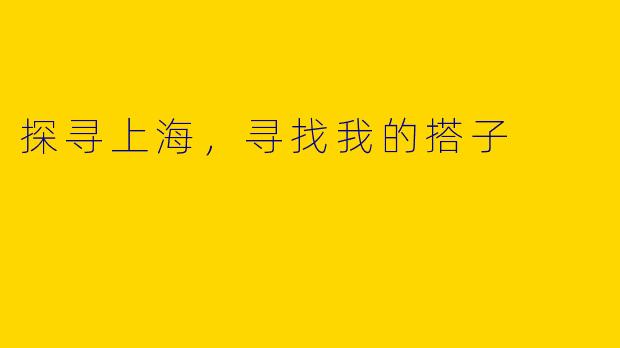 探寻上海，寻找我的搭子