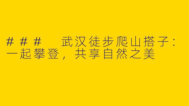 ### 武汉徒步爬山搭子：一起攀登，共享自然之美