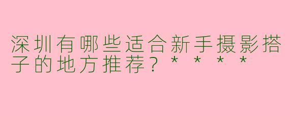 深圳有哪些适合新手摄影搭子的地方推荐?****