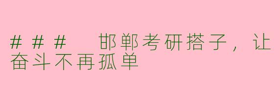 ### 邯郸考研搭子，让奋斗不再孤单