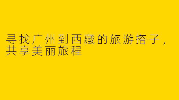 寻找广州到西藏的旅游搭子，共享美丽旅程