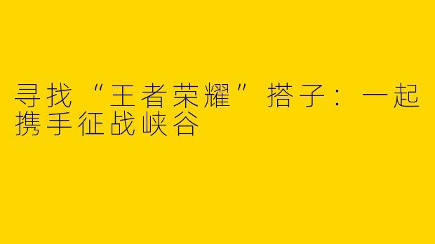 寻找“王者荣耀”搭子：一起携手征战峡谷
