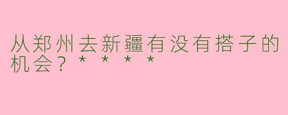 从郑州去新疆有没有搭子的机会？****