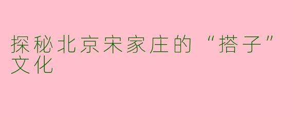 探秘北京宋家庄的“搭子”文化