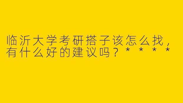 临沂大学考研搭子该怎么找，有什么好的建议吗？****