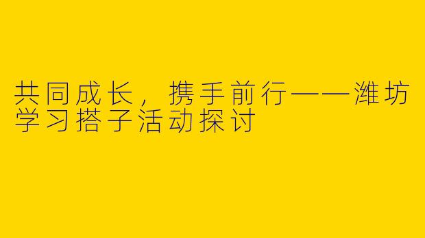 共同成长,携手前行——潍坊学习搭子活动探讨