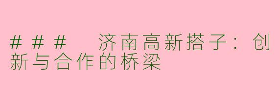 ### 济南高新搭子：创新与合作的桥梁
