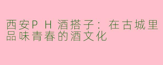 西安PH酒搭子:在古城里品味青春的酒文化