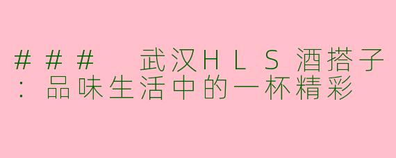 ### 武汉HLS酒搭子：品味生活中的一杯精彩
