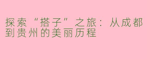 探索“搭子”之旅：从成都到贵州的美丽历程