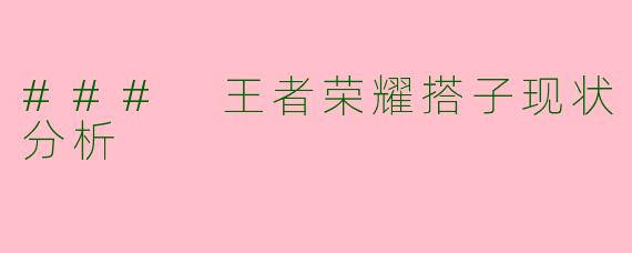 ### 王者荣耀搭子现状分析