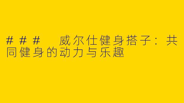 ### 威尔仕健身搭子：共同健身的动力与乐趣
