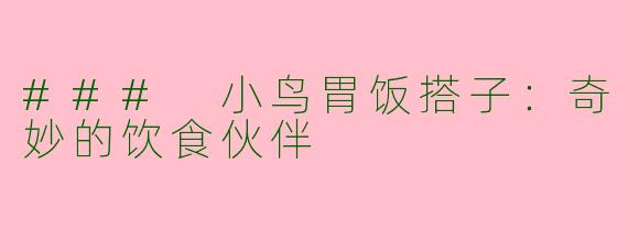 ### 小鸟胃饭搭子：奇妙的饮食伙伴