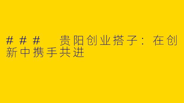 ### 贵阳创业搭子：在创新中携手共进