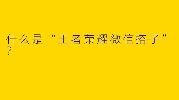 什么是“王者荣耀微信搭子”?