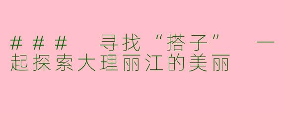 ### 寻找“搭子” 一起探索大理丽江的美丽
