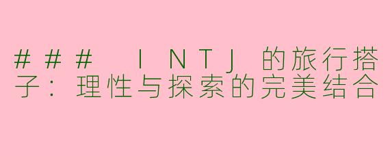 ### INTJ的旅行搭子：理性与探索的完美结合