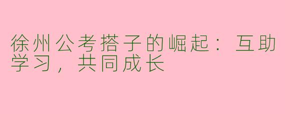 徐州公考搭子的崛起：互助学习，共同成长