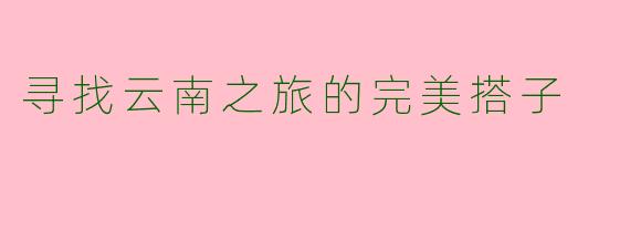 寻找云南之旅的完美搭子