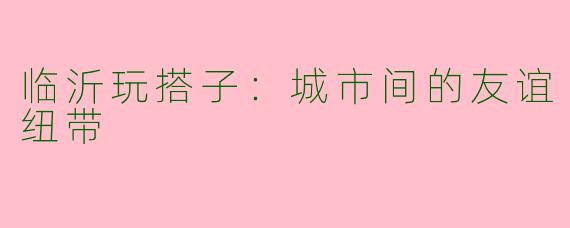 临沂玩搭子：城市间的友谊纽带