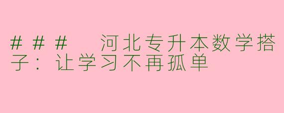 ### 河北专升本数学搭子：让学习不再孤单