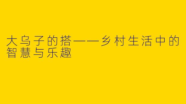 大乌子的搭——乡村生活中的智慧与乐趣