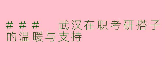 ### 武汉在职考研搭子的温暖与支持