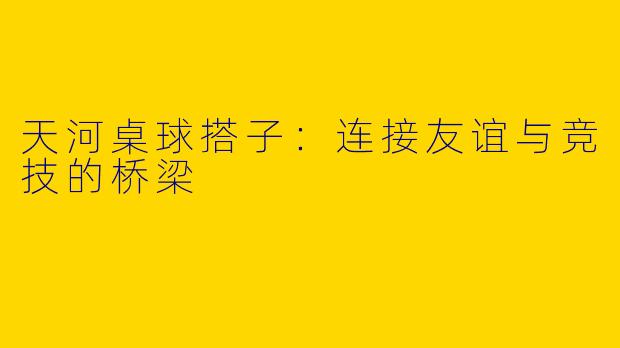 天河桌球搭子：连接友谊与竞技的桥梁