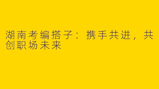 湖南考编搭子：携手共进，共创职场未来